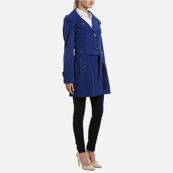 LONDON FOG BLUE Spring HOODED DOUBLE BREASTED TRENCH COAT US XS NWOT - Picture 16 of 16